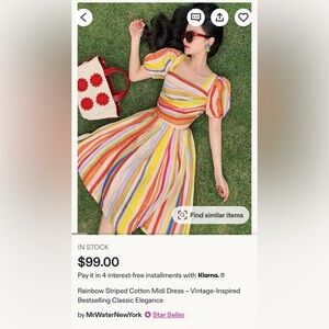 Mr. Water New York Colorful Striped Cotton Midi Dress size L